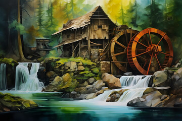 fascinating mountain watermill