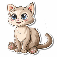 Obraz premium Cute cat cartoon on a White Canvas Sticker,vector image