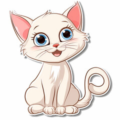 Obraz premium Cute cat cartoon on a White Canvas Sticker,vector image