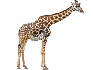 real giraffe image for a flash card in a white background, isolated on white background.
