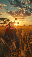 Exploring the Kenyan Savannah: A Photo Realistic View of a Motorbike Safari