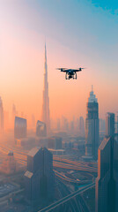 Fototapeta na wymiar Overview of United Arab Emirates Drone Regulations Against Urban Skyline
