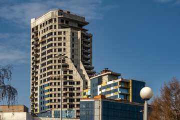 Finishing of a new high-rise unfinished building.