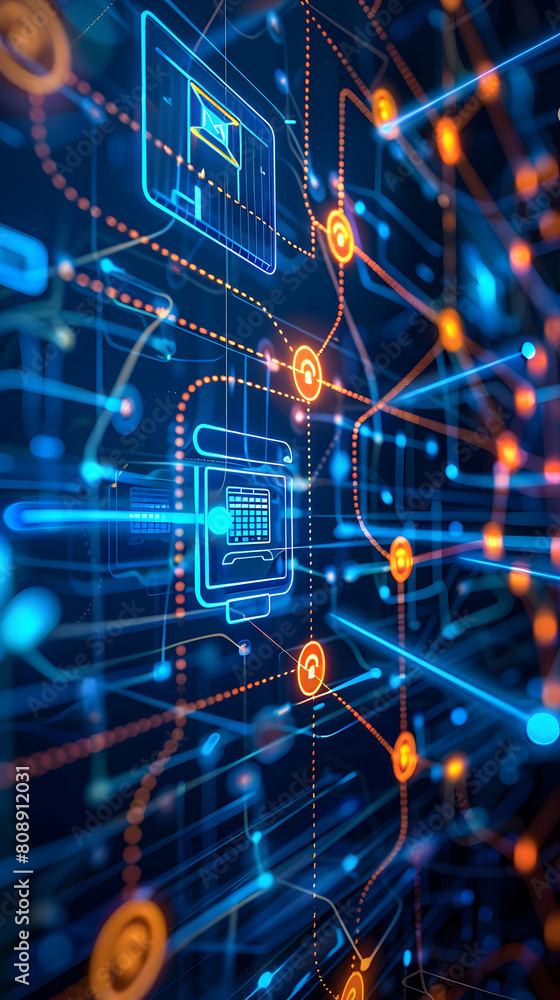 Poster strategically placed firewall network diagram for data protection