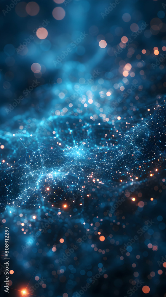 Poster digital abstract cosmos: photo realistic node nebula concept featuring a nebula of network nodes flo
