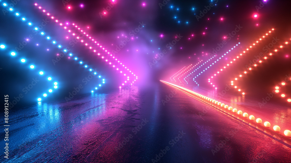Aufkleber abstract arrows light effect on dark background. dynamic geometric overlapping motion. futuristic te