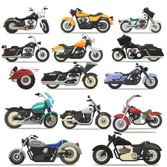 Motorcycle Melange Clipart Collection on white background