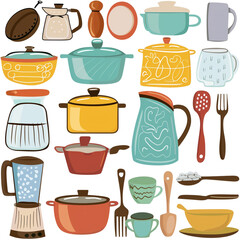 Obraz premium Kitchen Kaleidoscope Clipart Collection On white background