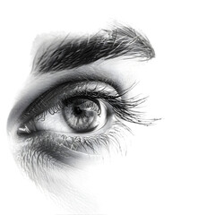 Fototapeta premium A detailed close-up view of a person's eye isolated on white