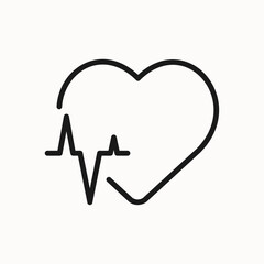 Heartbeat line icon. Electrocardiogram, pulse sign, symbol. Isolated on a white background. Pixel perfect. Editable stroke. 64x64.