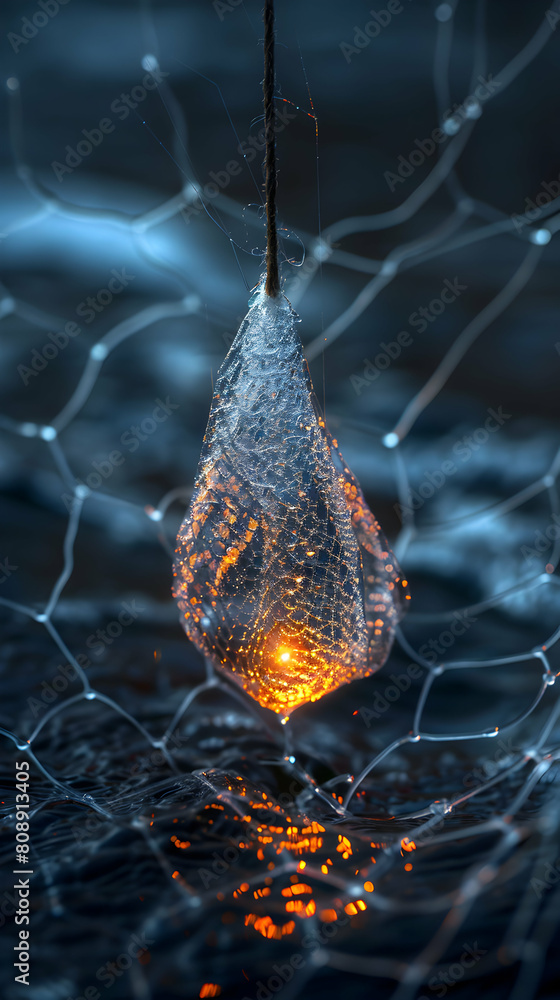 Poster phishing net emblem: photo realistic visual metaphor for catching phishing attempts in a net - adobe