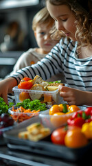 Parent Preparing Nutritious School Lunchbox for Child in Photo Realistic Concept