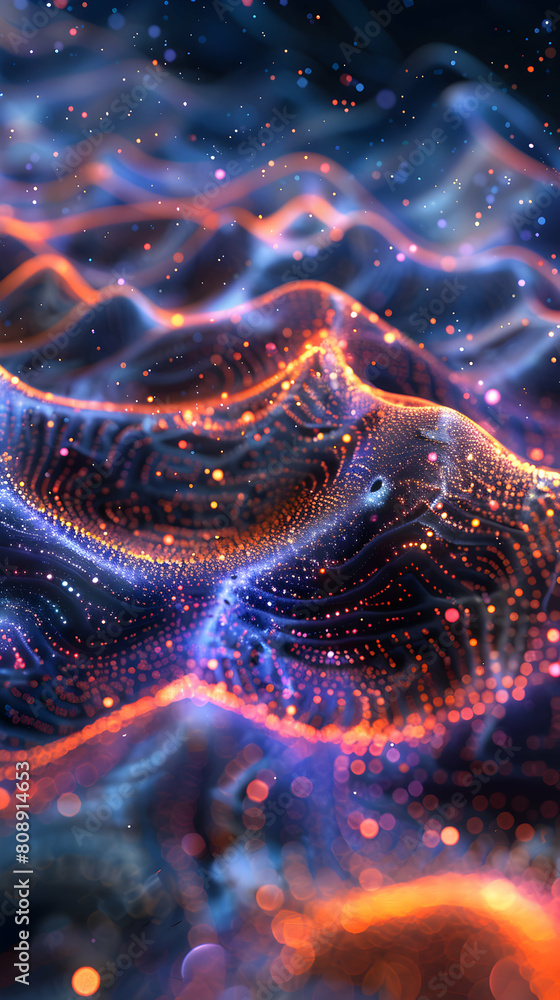 Poster digital topography: quantum field visualization as abstract terrain