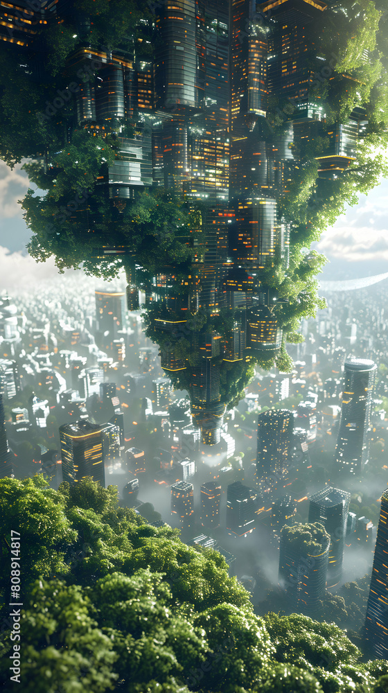 Poster quantum vista: a photo realistic overlooking of digital landscape shaped by quantum algorithms