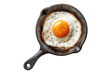 Egg in frying pan isolated on transparent background