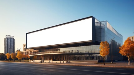 Obraz premium Dual billboard mockup on a metropolitan building facade, offering a clear and prominent advertising space in an urban context