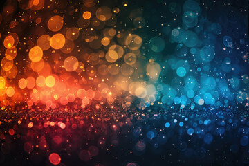 Abstract sparkling defocused lights background in blue, orange and purple color	