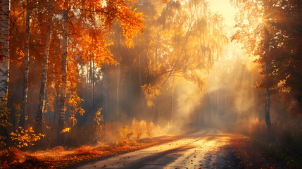 Autumn, road, fall, street, leaves