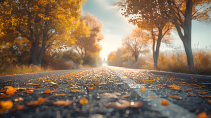 Autumn, road, fall, street, leaves