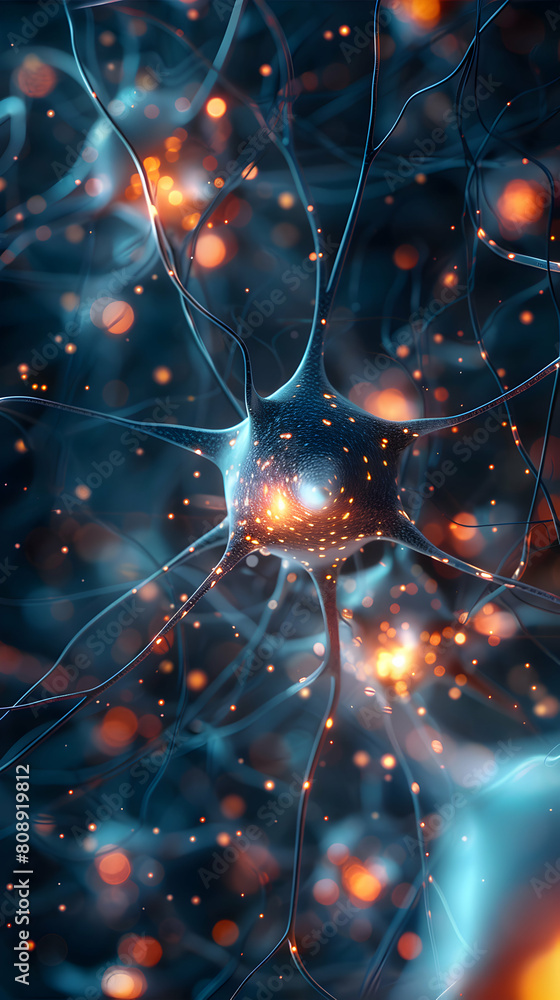 Poster digitally enhanced synaptic grid: a photo realistic concept of neural neurons in a digital space