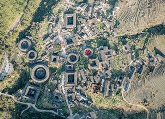 circuit board background, Fujian Tulou