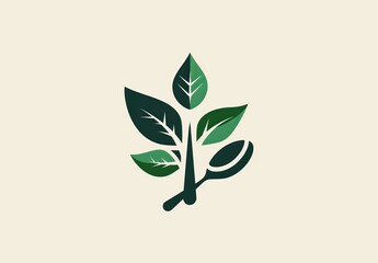 Design a logo for healthy food incorporating spoon and leaf elements