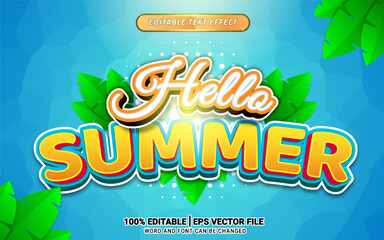 Hello summer 3d text effect design
