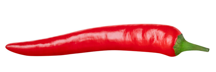 Spicy Chili pepper isolated on white or transparent background. One hot red chilli pepper.