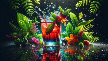Image of Snow Miser Cocktail in a glass - obrazy, fototapety, plakaty