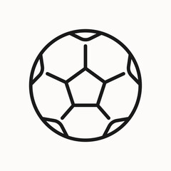 Football ball line icon. Sports equipment sign, symbol. Isolated on a white background. Pixel perfect. Editable stroke. 64x64.