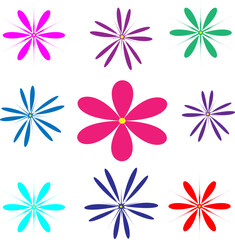 Fototapeta premium Simple abstract multicolored different flowers. Modern trendy vector illustration elements.