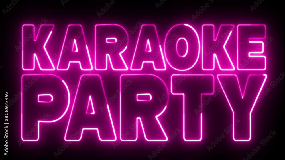 Aufkleber karaoke party text font with neon light. luminous and shimmering haze inside the letters of the text