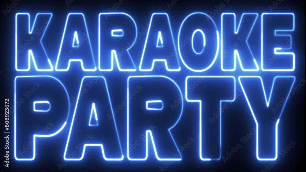 Poster karaoke party text font with neon light. luminous and shimmering haze inside the letters of the text