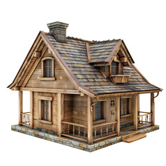 wooden house element_hyperrealistic_hyper detailed_isolated on transparent background