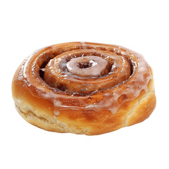 Fototapeta premium Freshly baked, delicious and soft cinnamon roll topped with sweet icing.