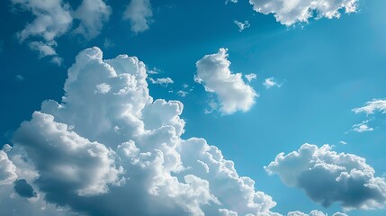 Blue Sky With Cumulus Clouds Floating