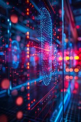 Obraz premium A scene inside a virtual vault where digital biometrics control access to sensitive information