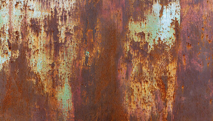 Old metal texture background, dirty iron rusty plate. Grungy vintage oxidized steel leaf or wall. Concept of industry, grunge, weathered worn material, wallpaper, rough sheet