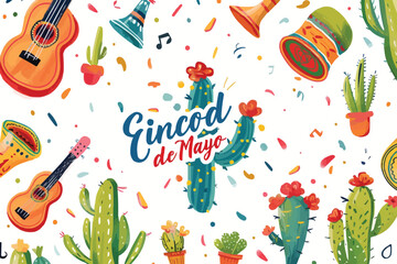 Cinco de mayo hand drawn lettering design vector illustration perfect for advertising, poster, announcement, invitation, mexican party, greeting card Ganeretive AI