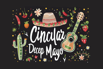 Cinco de mayo hand drawn lettering design vector illustration perfect for advertising, poster, announcement, invitation, mexican party, greeting card Ganeretive AI