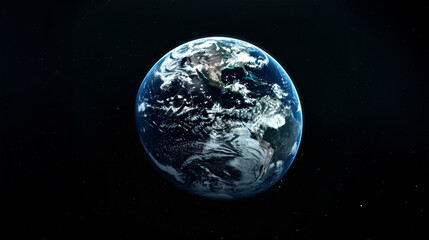 Fototapeta premium Earth taken from space, with a black background. Generative AI.