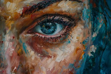 battered woman with black eye tired and depressed victim of domestic violence oil painting
