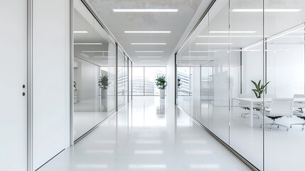 Modern white office corridor or lobby