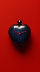 a heart shaped clock with a red second hand - obrazy, fototapety, plakaty