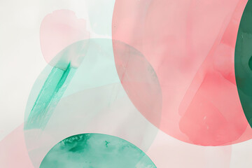 Abstract pink and green shapes on a white background