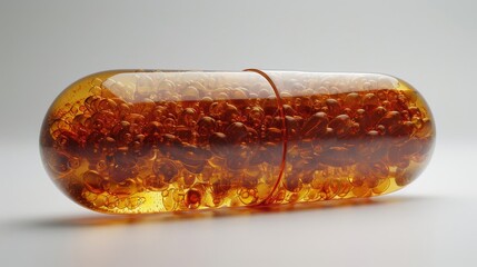 a close up of a pill with a lot of liquid inside