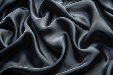 Fototapeta premium Exquisite close-up shot showcasing the detailed texture and luxurious sheen of black satin fabric