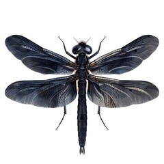 a dragonfly with a black body and wings