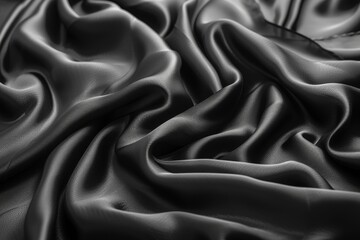 Obraz premium A luxurious and elegant closeup photo of black satin silk, highlighting the texture and sheen of the fabric