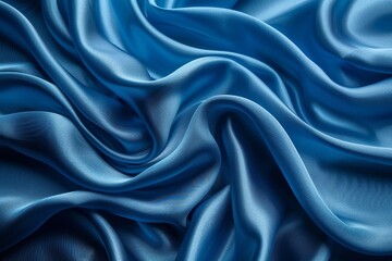 Obraz premium The tactile texture of blue satin material with intricate folds, exuding an air of opulence